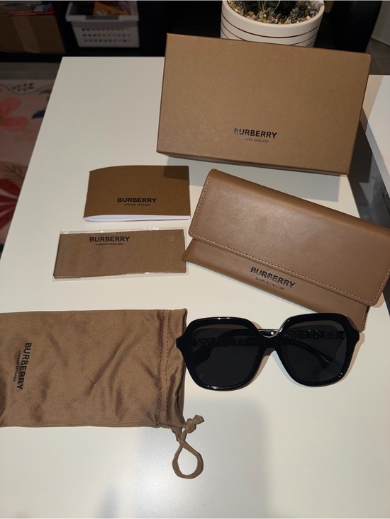 Burberry Accessories - Burberry Joni Black Sunglasses with Tan Leather Case